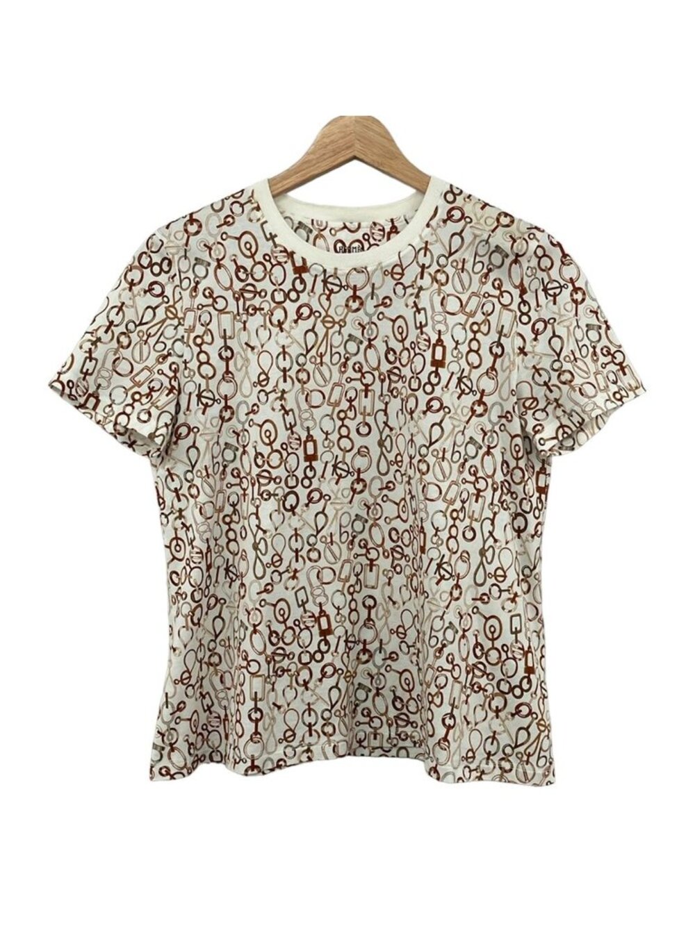 Hermes Short Sleeve T-Shirt M White Do Re Boucles